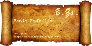 Benis Zsófia névjegykártya